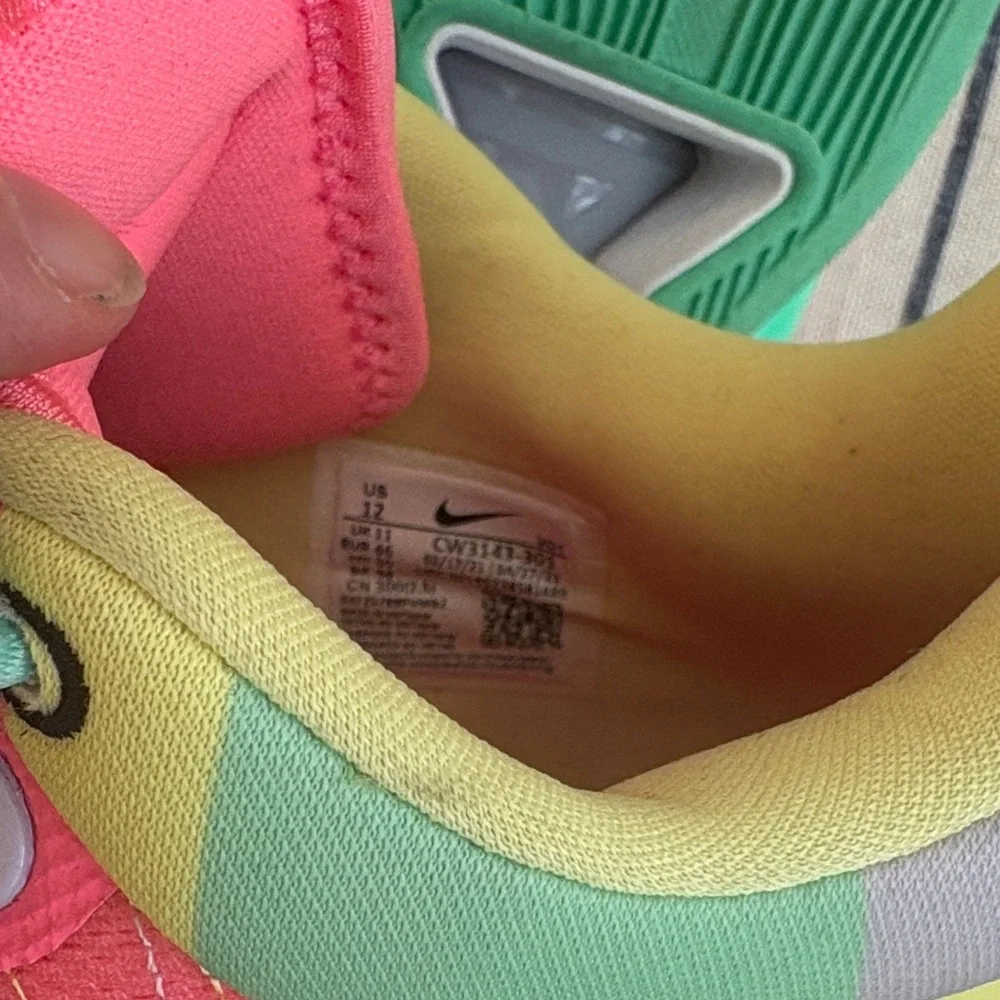 Men’s Nike Paul George Multicolor Pastel Lace-Up Sneakers in Mint, Pink & Yellow - Picture 7 of 7